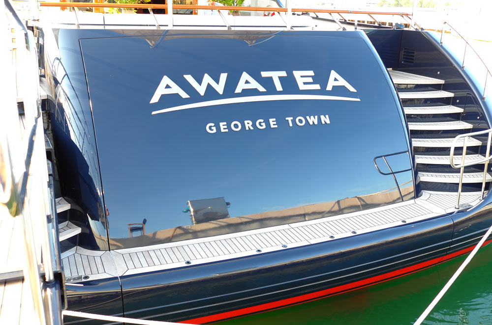 awatea illuminated yacht sign