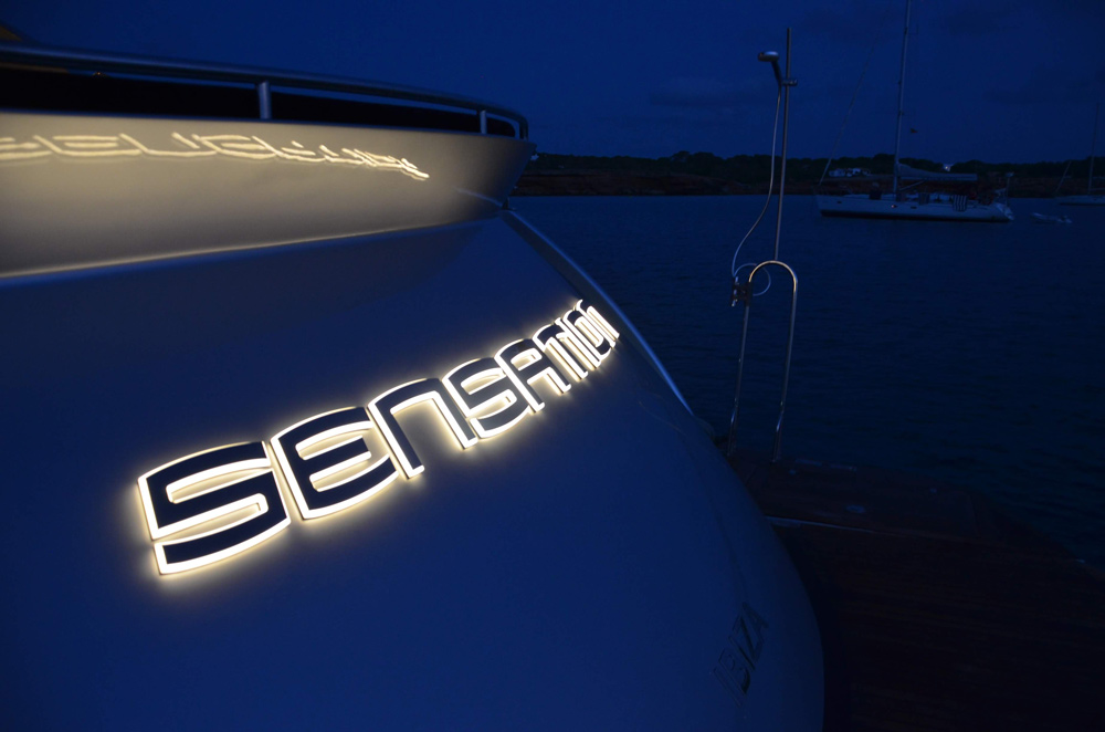 Pershing 72 Sensation - Illuninated yacht sign