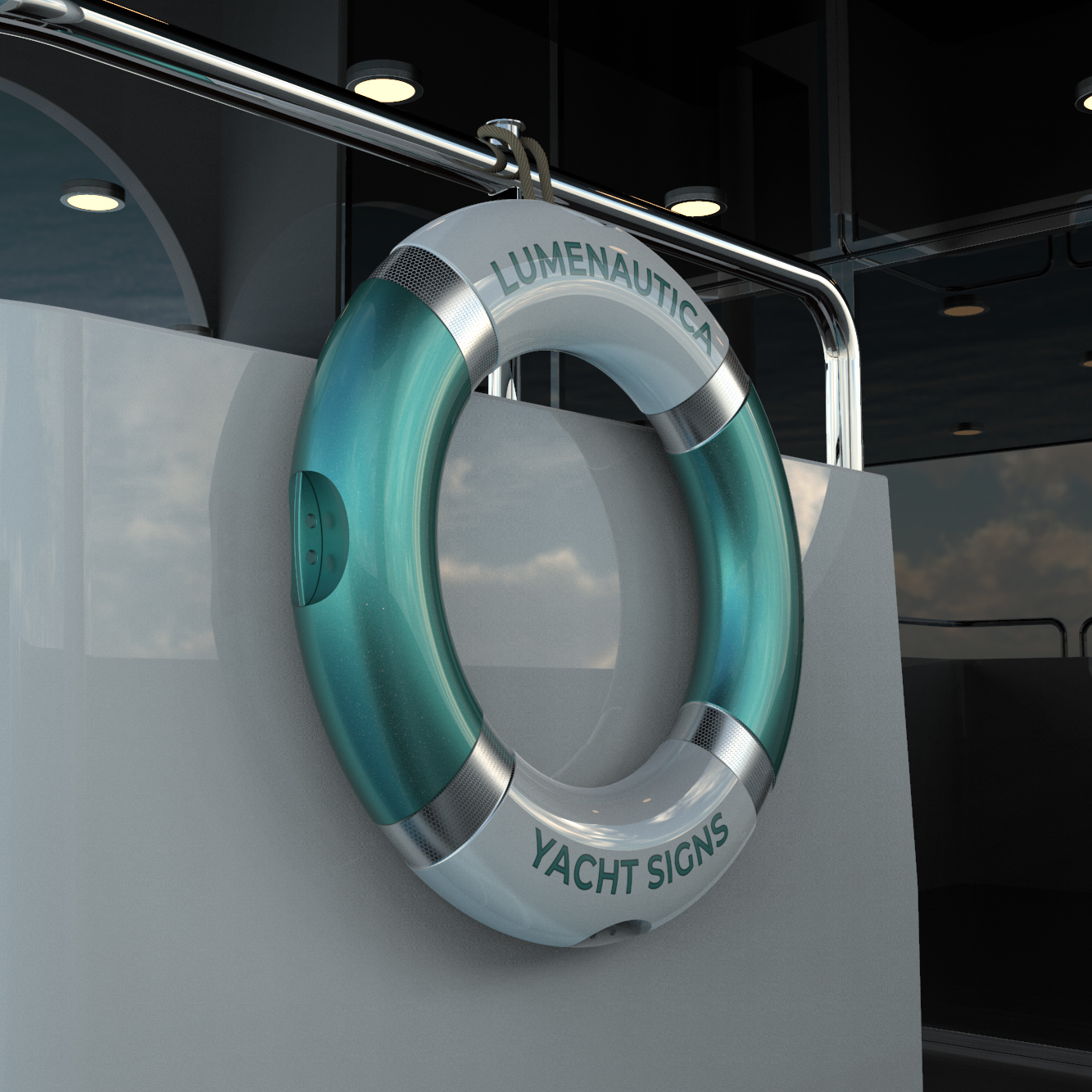 Portfolio Gallery Image of Custom Painted Life Ring and Personalised Perrybuoys