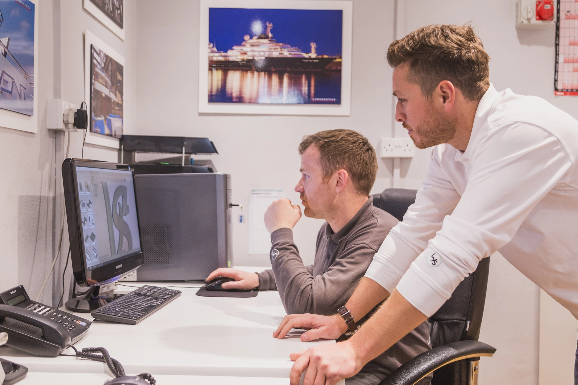 Design Process 1 Lumenautica Design Team working on the production of illuminated Yacht Sign