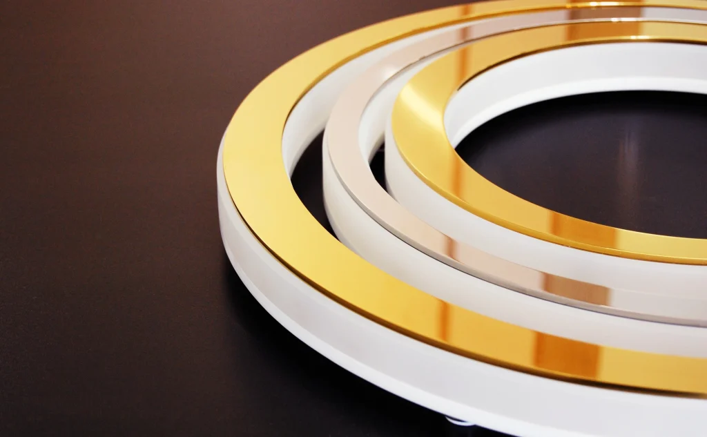 Fibre optic yacht sign mounted on curved hull surface, showing seamless installation detail